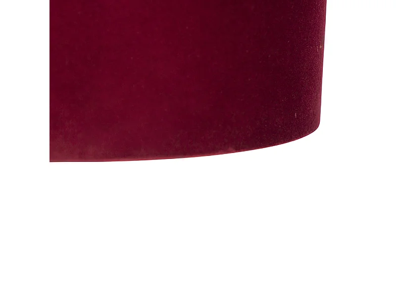 Suspension avec abat-jour en velours rouge avec or 35 cm - Blitz I noir