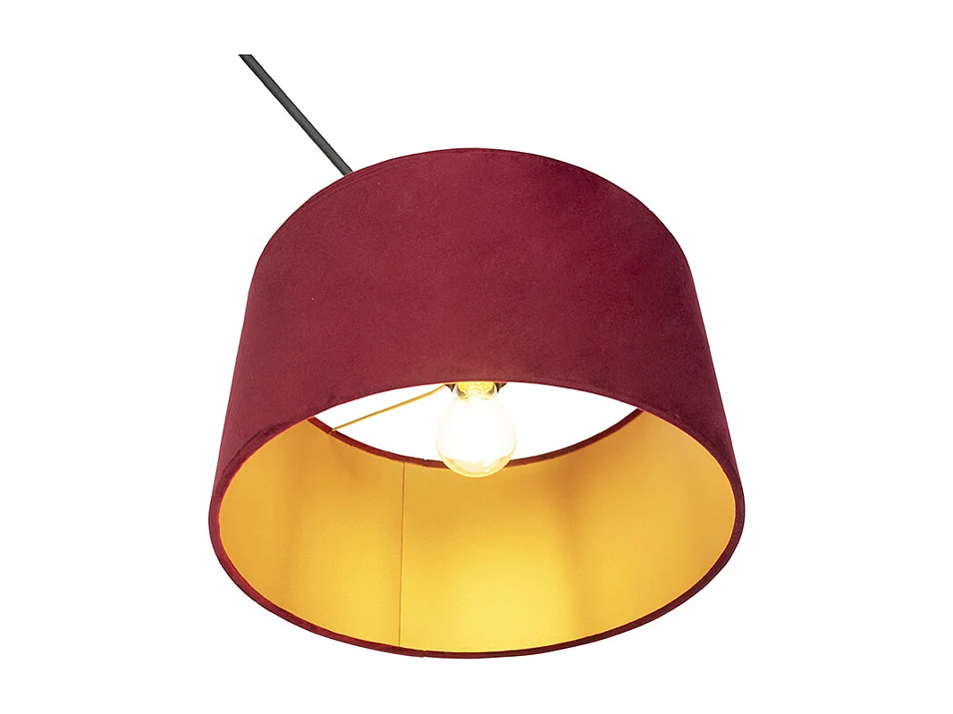 Suspension avec abat-jour en velours rouge avec or 35 cm - Blitz I noir