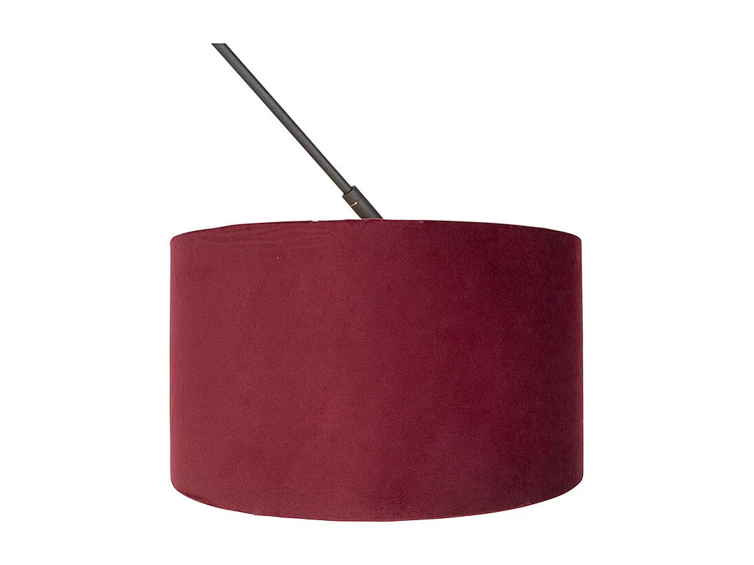 Suspension noire avec abat-jour en velours rouge et doré 35 cm - Blitz