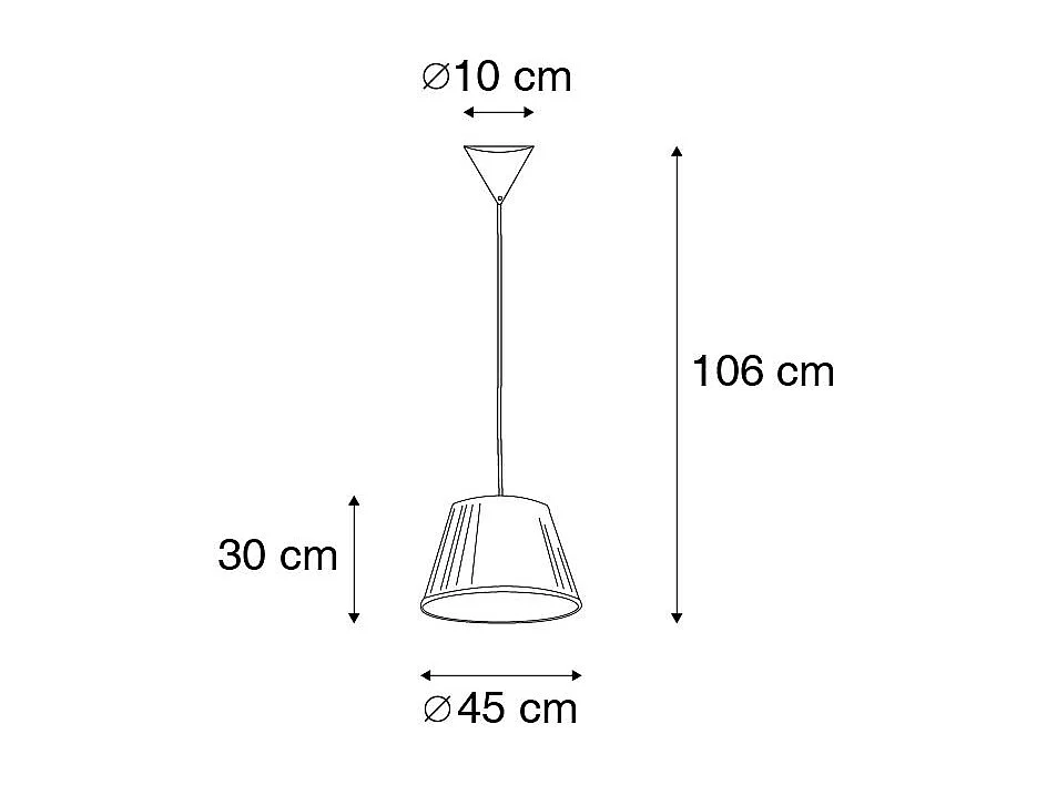 Lampe suspendue rétro crème 45 cm - Plissée