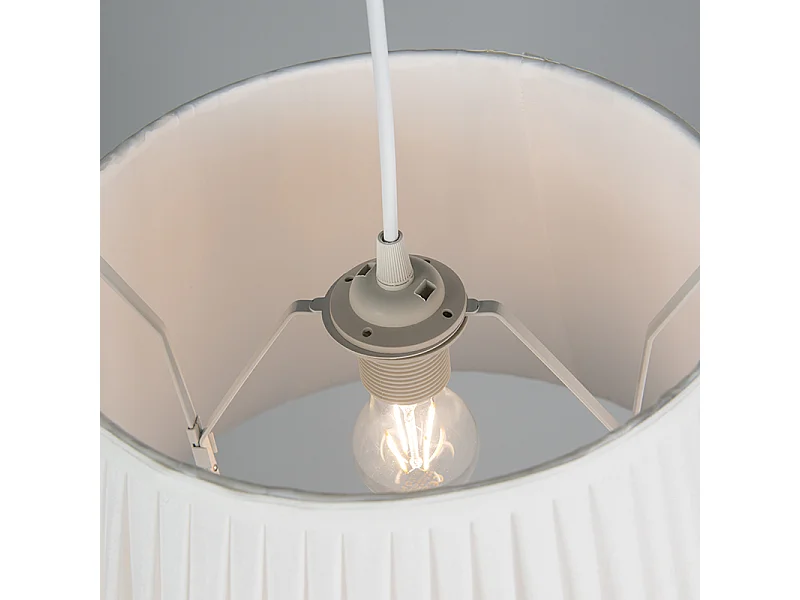 Lampe suspendue rétro crème 45 cm - Plissée