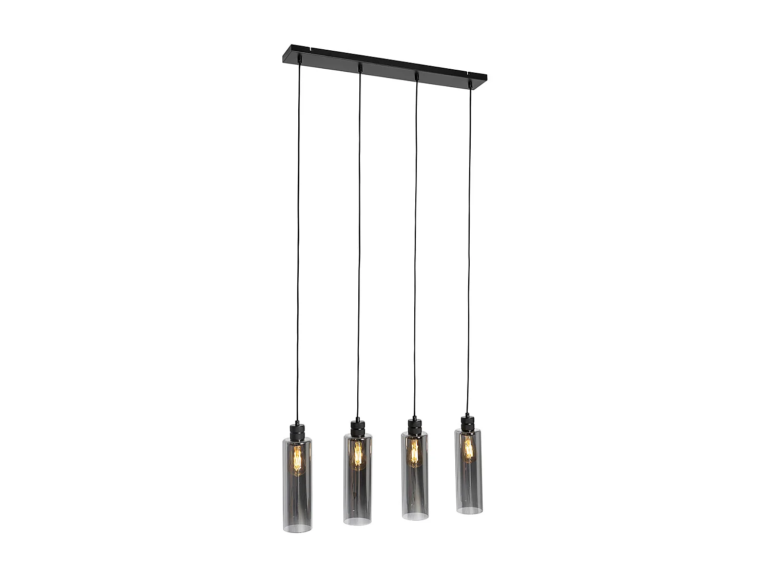Suspension moderne noire avec verre fumé 4 lumières - Stavelot