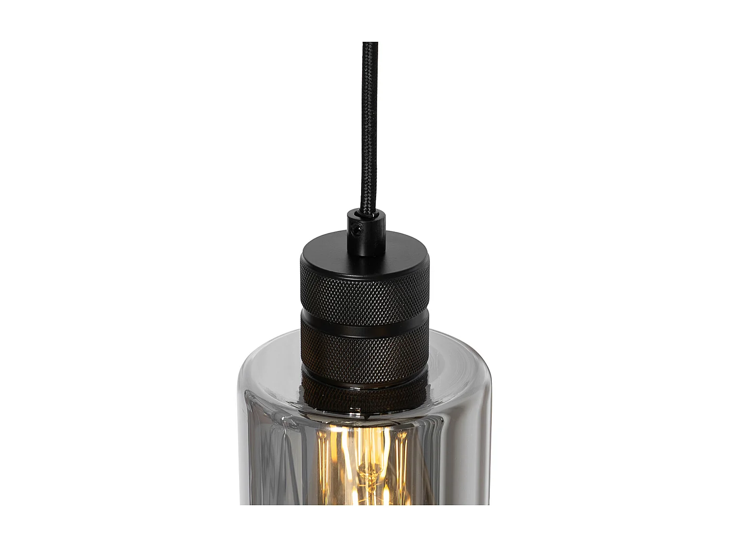 Suspension moderne noire avec verre fumé 4 lumières - Stavelot