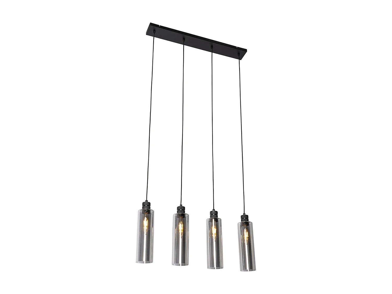 Suspension moderne noire avec verre fumé 4 lumières - Stavelot