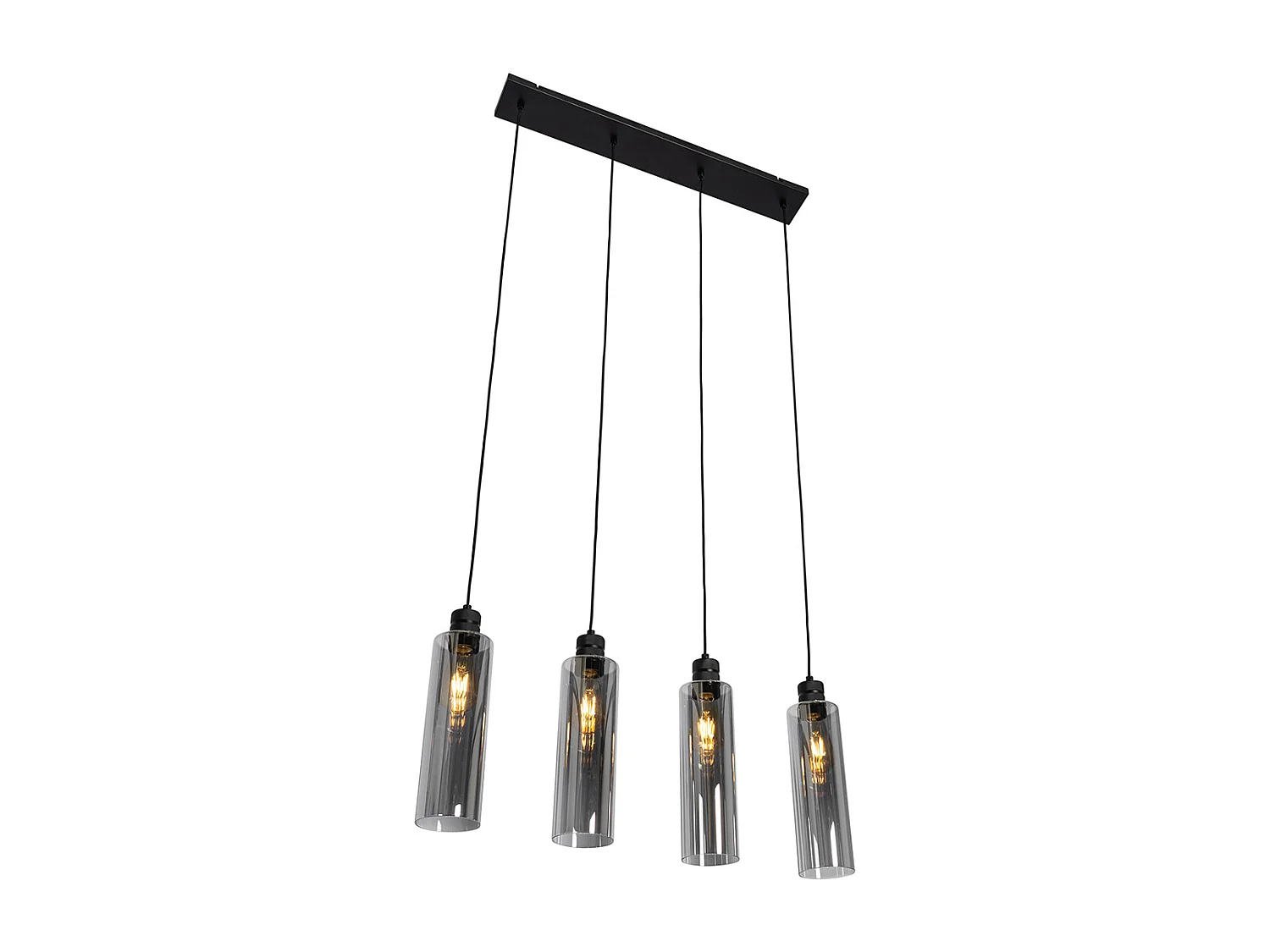 Suspension moderne noire avec verre fumé 4 lumières - Stavelot