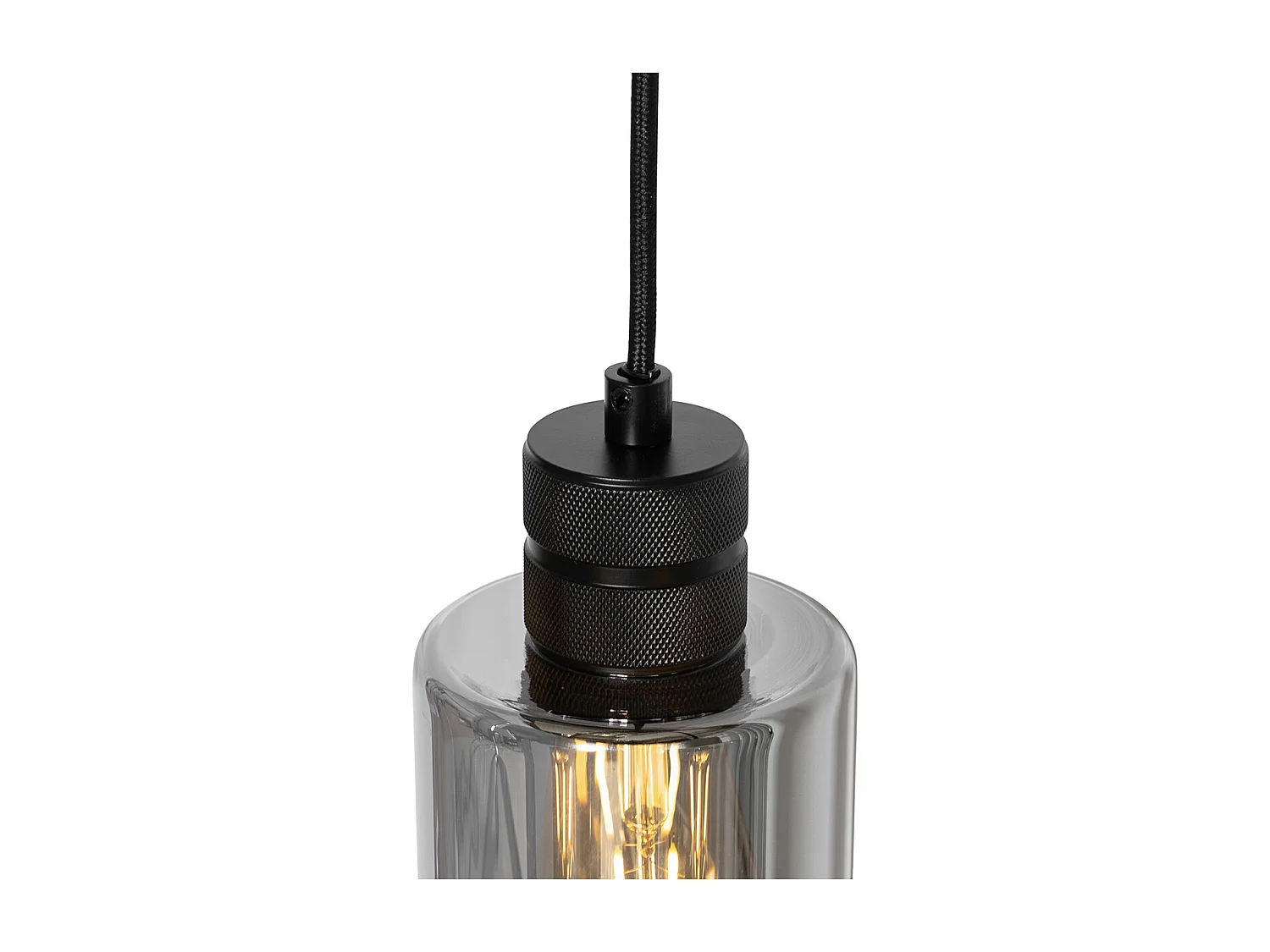 Suspension moderne noire avec verre fumé 4 lumières - Stavelot