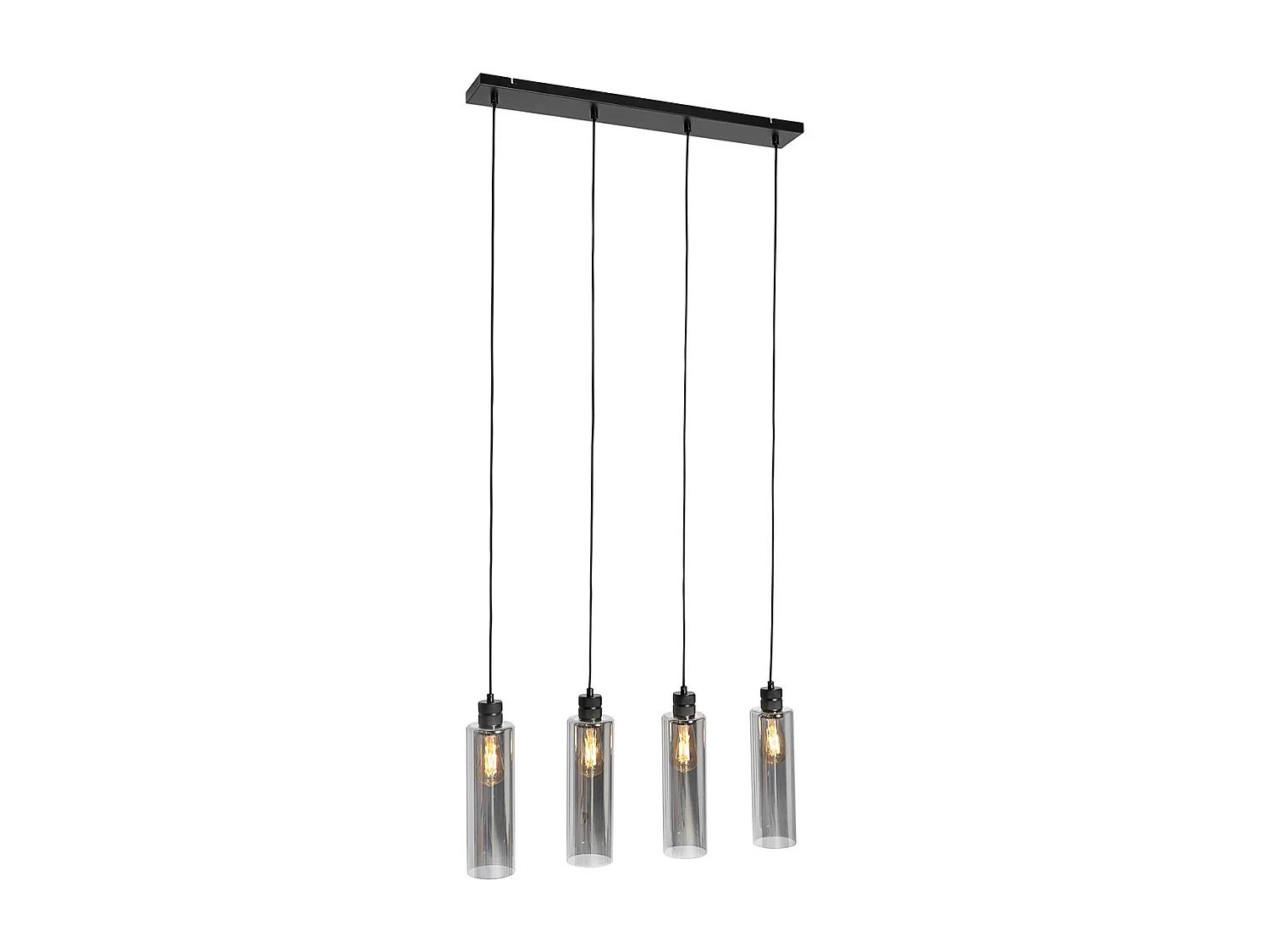Suspension moderne noire avec verre fumé 4 lumières - Stavelot