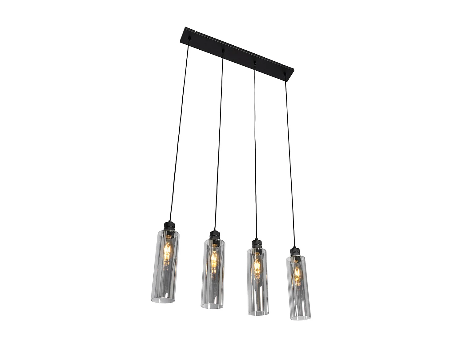 Suspension moderne noire avec verre fumé 4 lumières - Stavelot