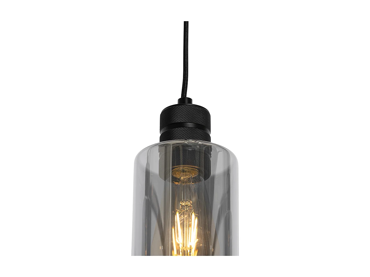 Suspension moderne noire avec verre fumé 4 lumières - Stavelot