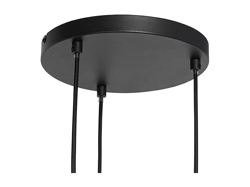 Suspension orientale noire avec rotin 3 lumières ronde - Akira