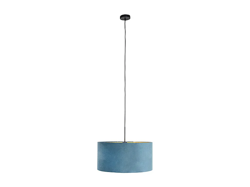 Suspension avec abat-jour en velours bleu avec doré 50 cm - Combi