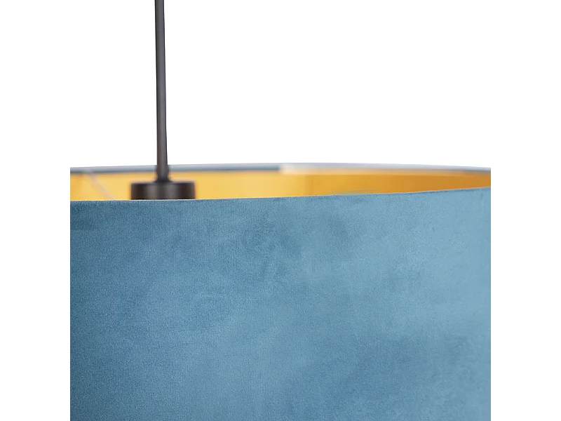 Suspension avec abat-jour en velours bleu avec or 50 cm - Combi