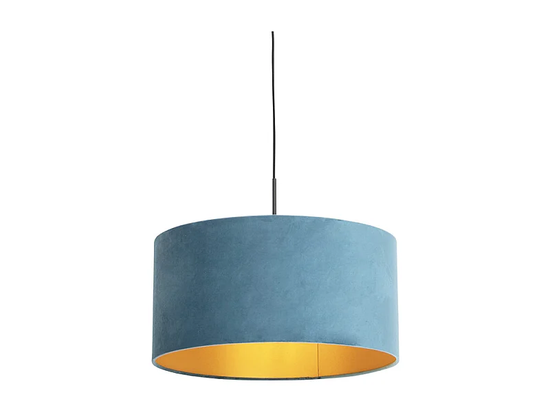 Suspension avec abat-jour en velours bleu avec or 50 cm - Combi