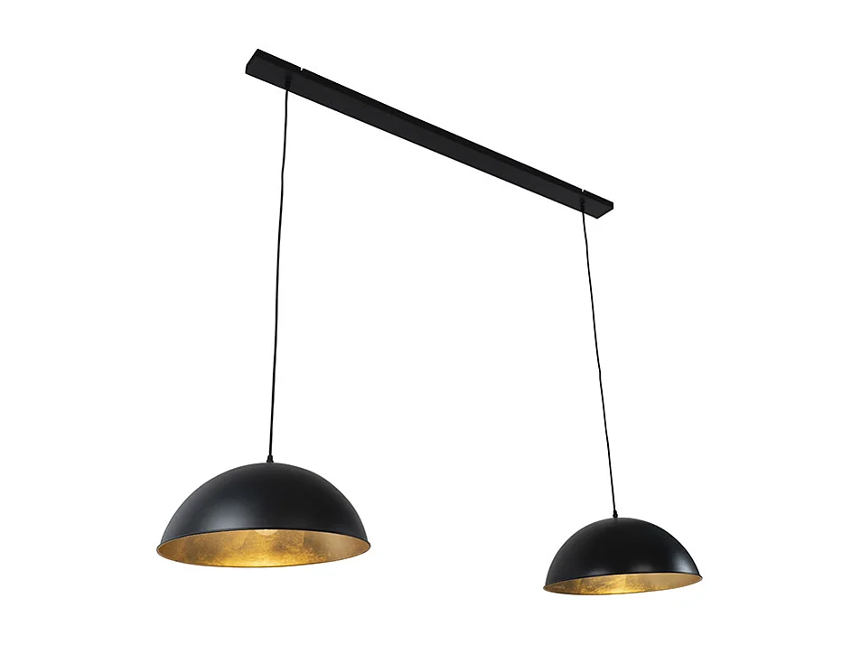 Suspension industrielle noire avec or 2 lumières - Magnax