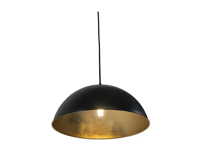 Suspension industrielle noire avec or 2 lumières - Magnax