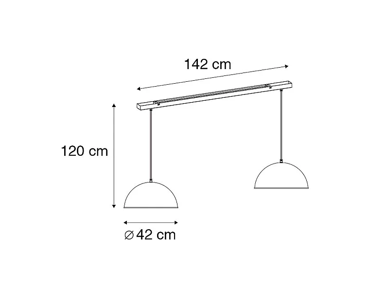 Suspension industrielle noire avec or 2 lumières - Magnax