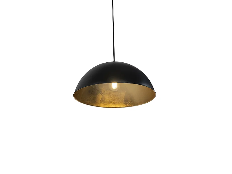 Suspension industrielle noire avec or 2 lumières - Magnax