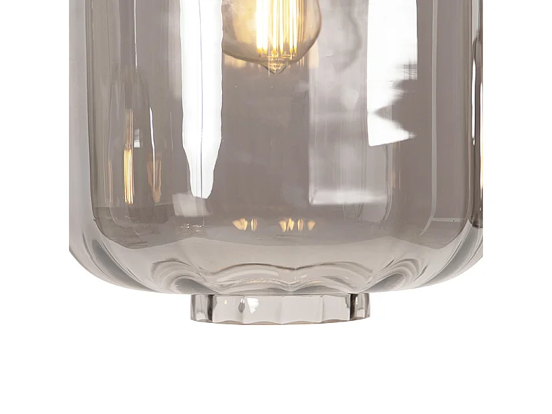 Suspension design noire avec verre fumé 3 lumières 161,5 cm - Qara