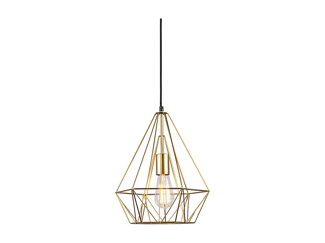 Suspension industrielle dorée en fil de fer - Carcass