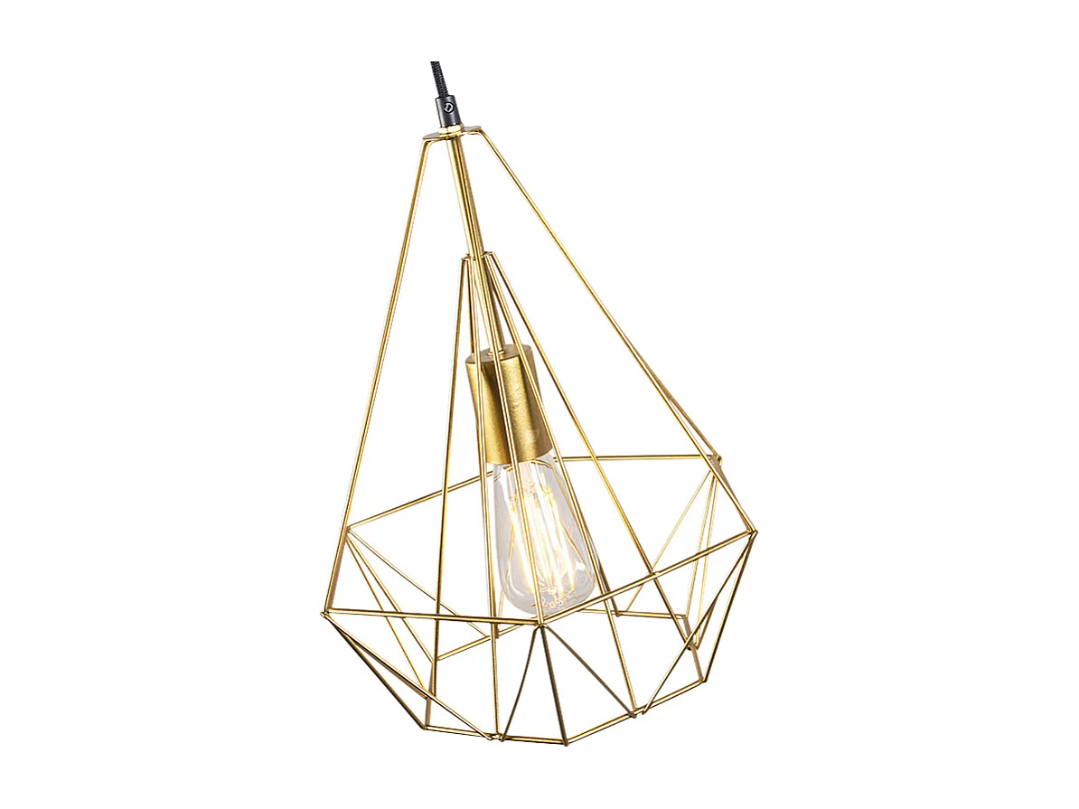 Suspension industrielle dorée en fil de fer - Carcass