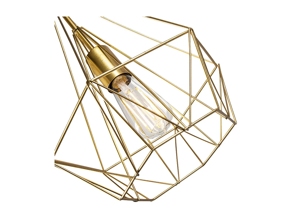 Suspension industrielle dorée en fil de fer - Carcass