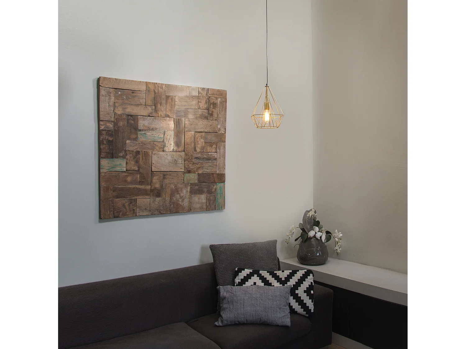 Suspension industrielle filaire dorée - Carcass