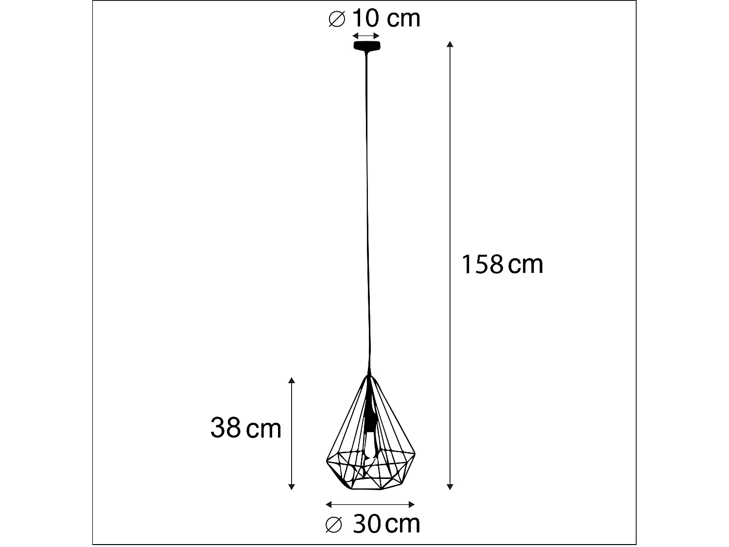 Suspension industrielle filaire dorée - Carcass