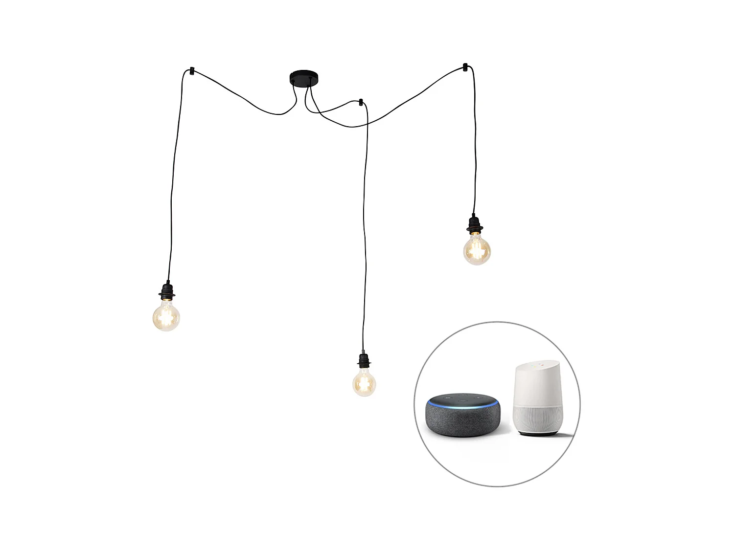 Suspension intelligente noire 3 lumières avec Wifi G95 - Cava