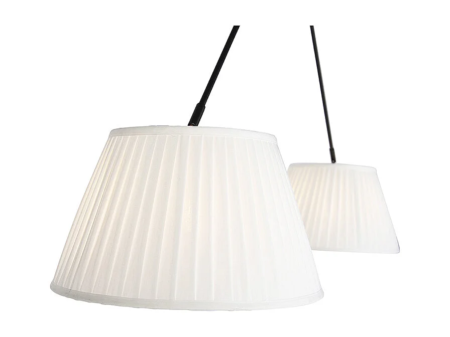 Suspension avec abat-jour plissés crème 35 cm - Blitz II noir