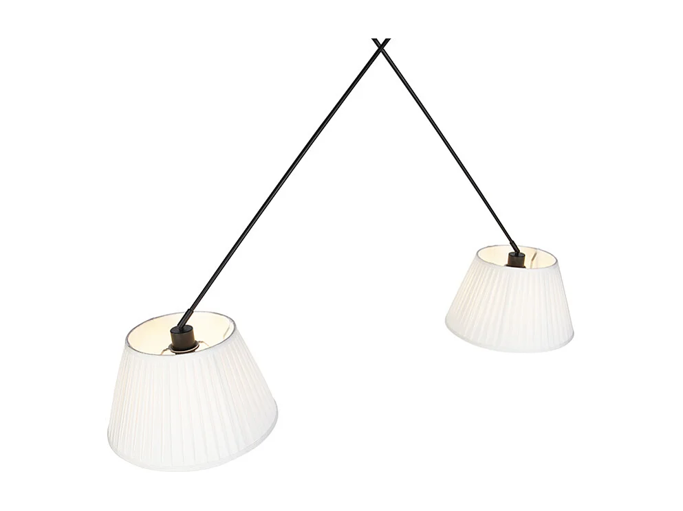 Suspension avec abat-jour plissés crème 35 cm - Blitz II noir