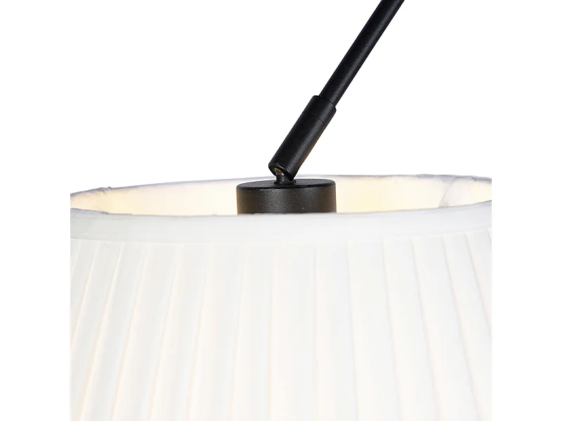 Suspension noire avec abat-jour plissés crème 35 cm 2 lumières - Blitz