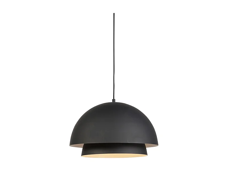 Lampe à suspension scandinave noire avec blanc 2 couches - Claudius