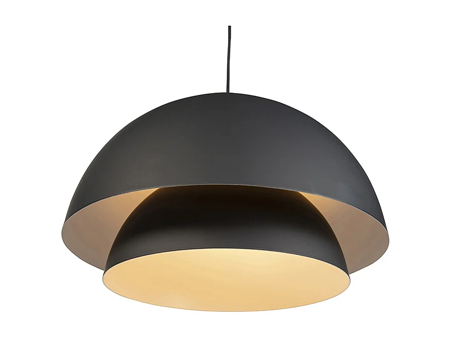 Lampe à suspension scandinave noire avec blanc 2 couches - Claudius