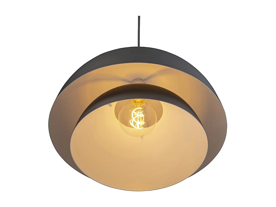 Lampe à suspension scandinave noire avec blanc 2 couches - Claudius