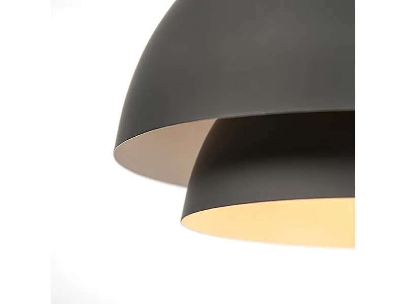 Lampe à suspension scandinave noire avec blanc 2 couches - Claudius