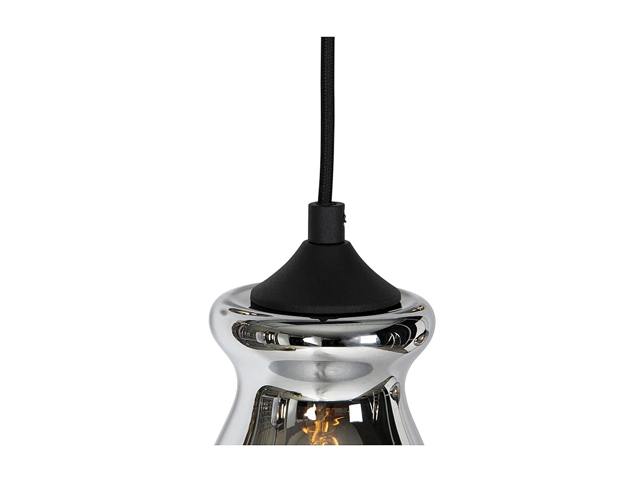 Suspension art déco noire avec verre fumé 6 lumières - Wallace