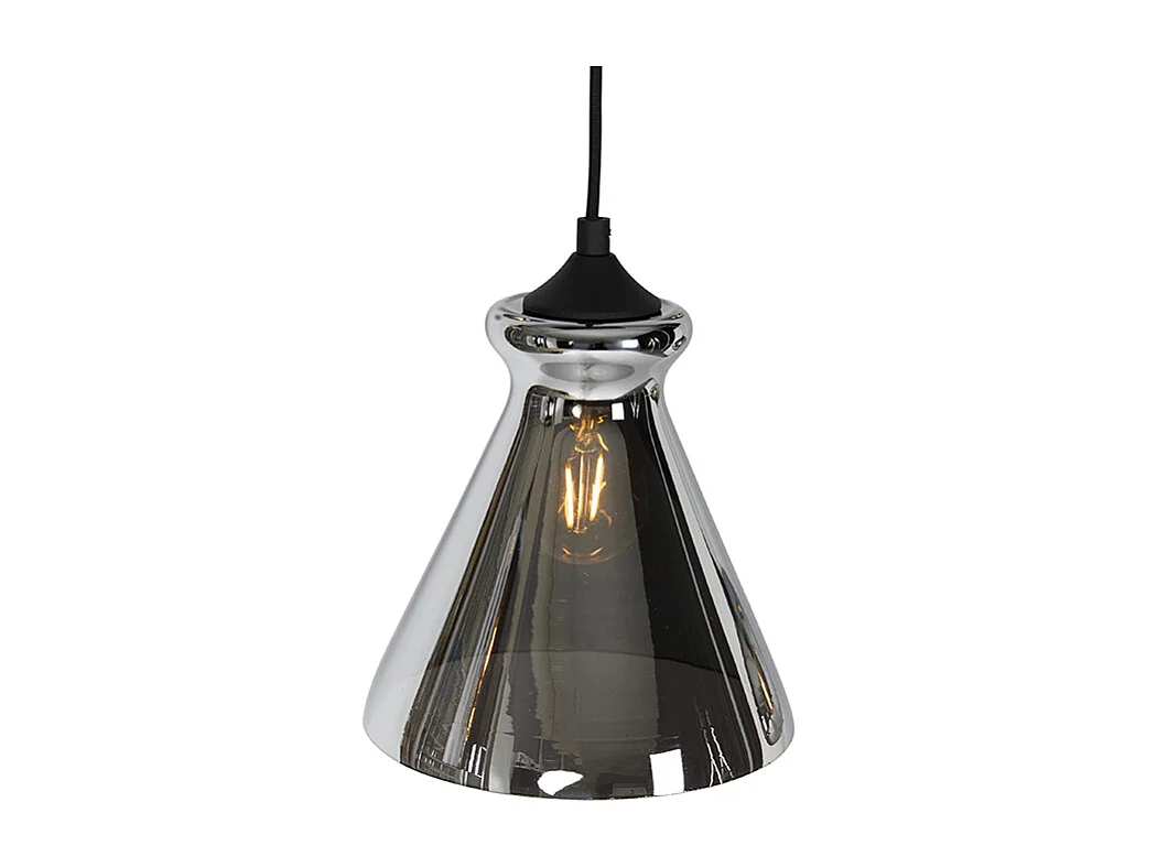 Suspension art déco noire avec verre fumé 6 lumières - Wallace