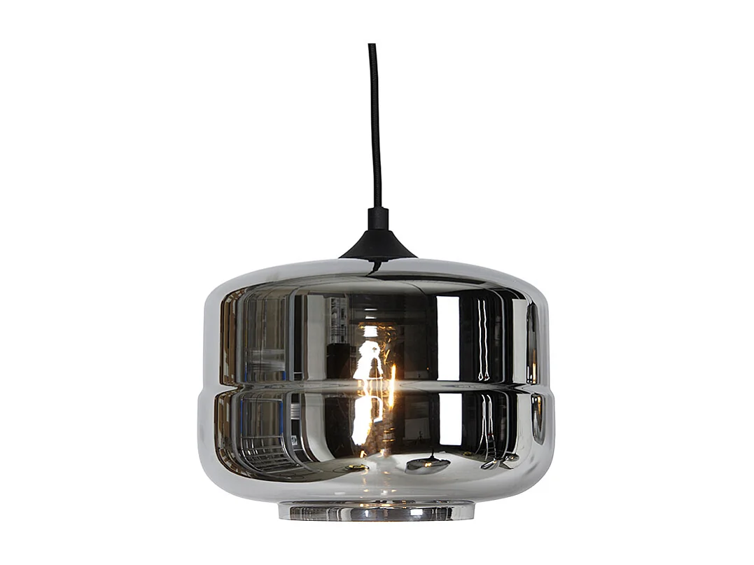 Suspension Art Déco noire avec verre fumé 6 lumières - Wallace