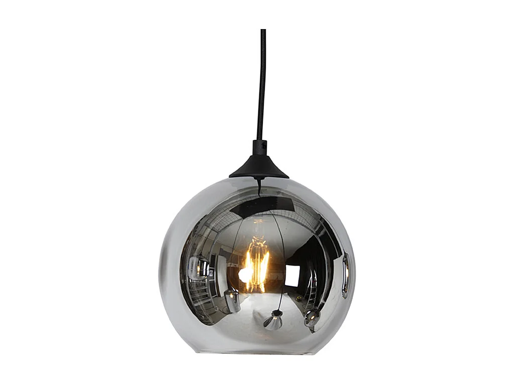 Suspension Art Déco noire avec verre fumé 6 lumières - Wallace