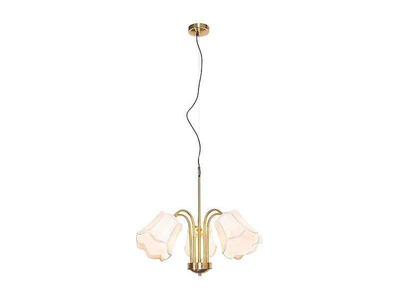 Suspension classique en laiton avec abat-jour blanc 5 lumières - Nona