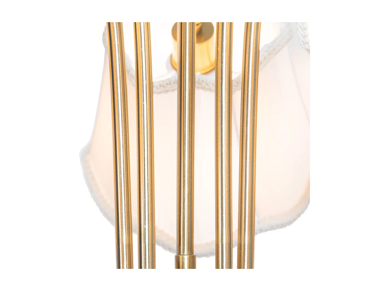 Suspension classique en laiton avec abat-jour blanc 5 lumières - Nona