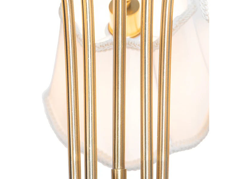 Suspension classique en laiton avec abat-jour blanc 5 lumières - Nona