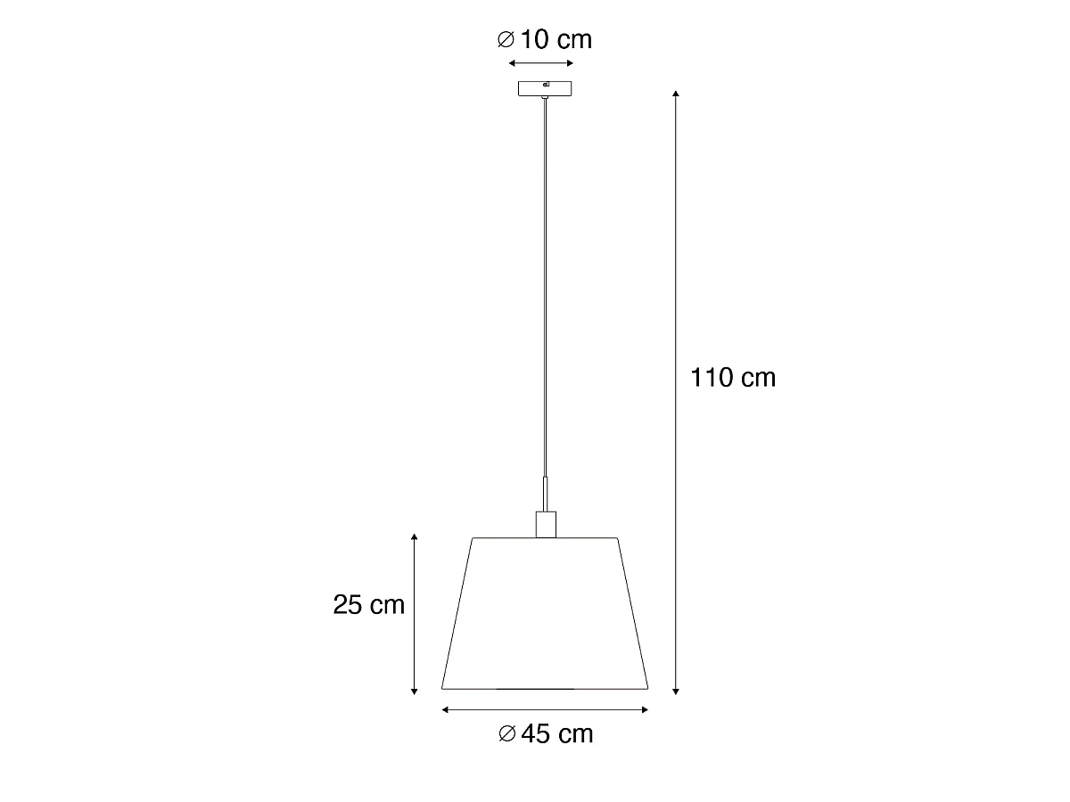 Suspension moderne blanche avec abat-jour noir 45 cm - Pendant