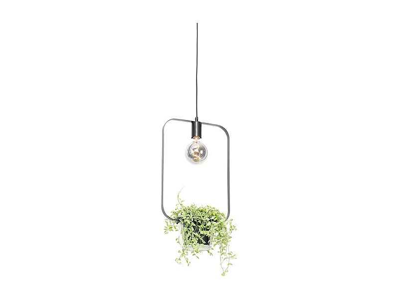 Suspension moderne noire avec verre rectangulaire - Roslini