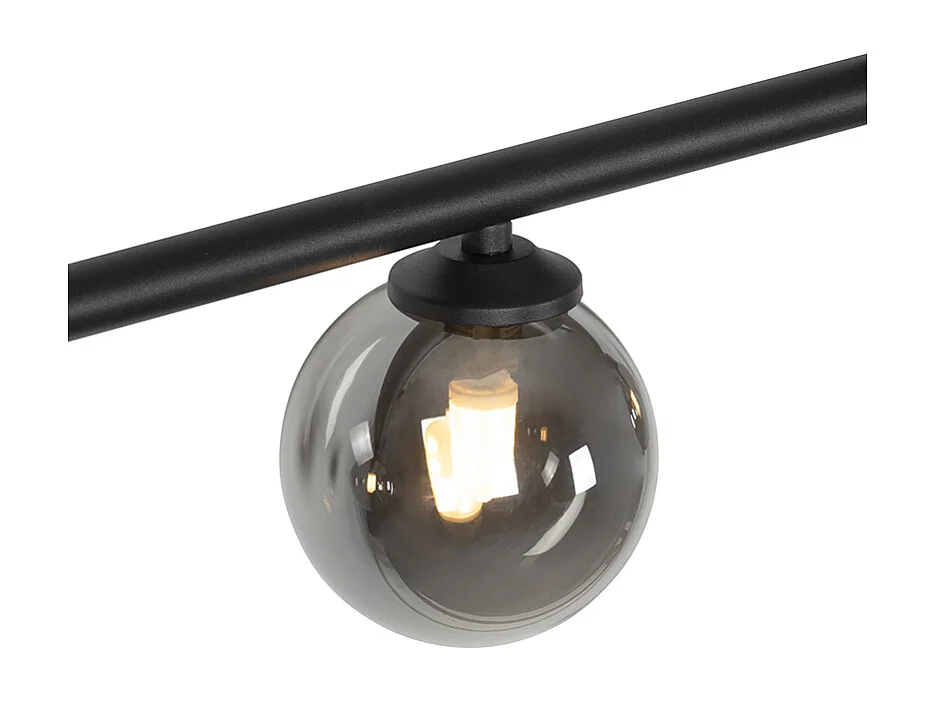 Suspension moderne noire 100 cm 5 lumières avec verre fumé - Athènes