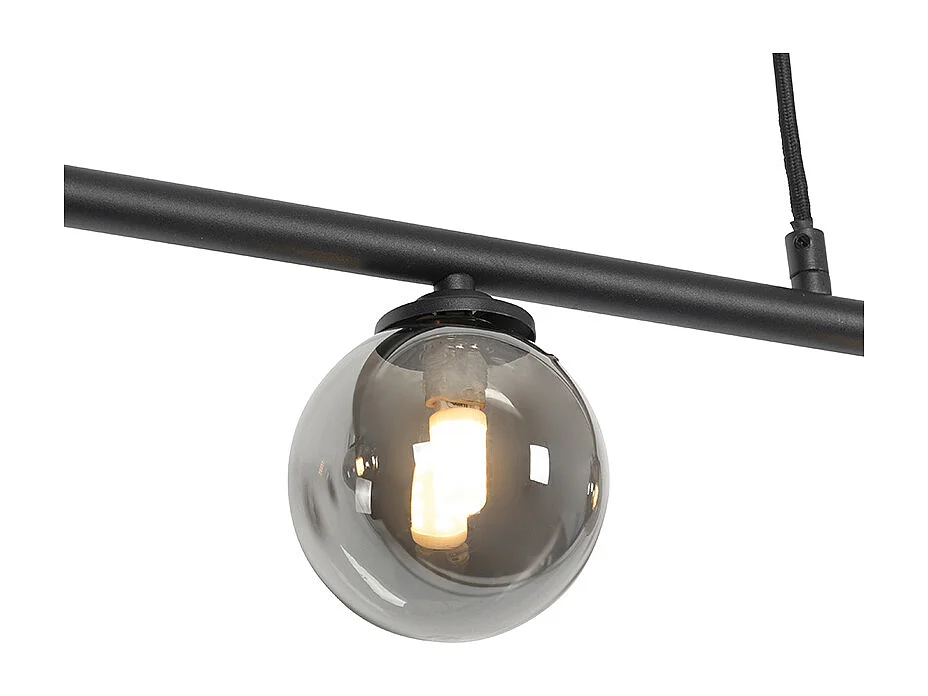 Suspension moderne noire 100 cm 5 lumières avec verre fumé - Athènes