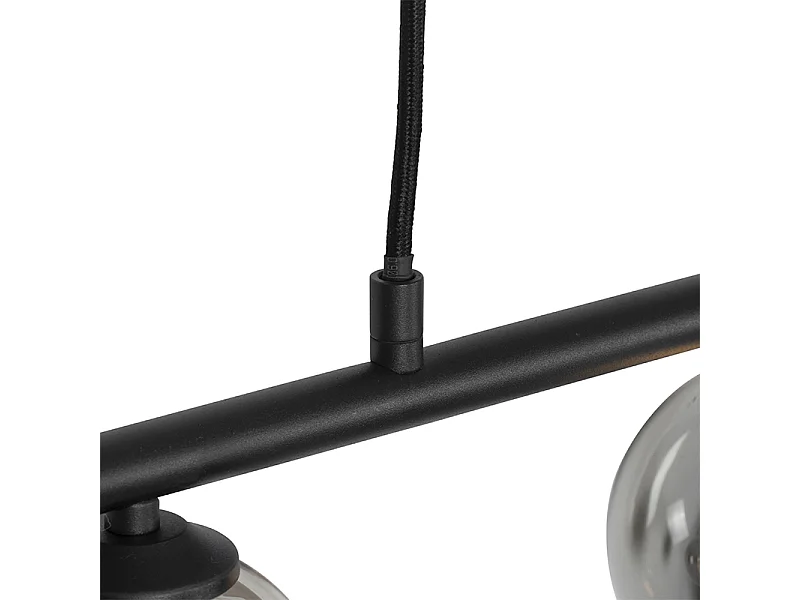 Suspension moderne noire 100 cm 5 lumières avec verre fumé - Athènes