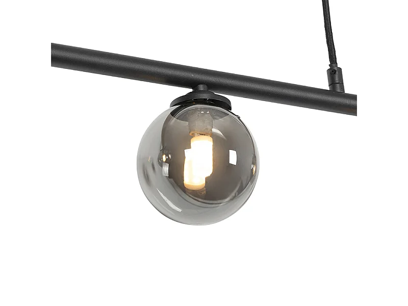 Suspension moderne noire 100 cm 5 lumières avec verre fumé - Athènes