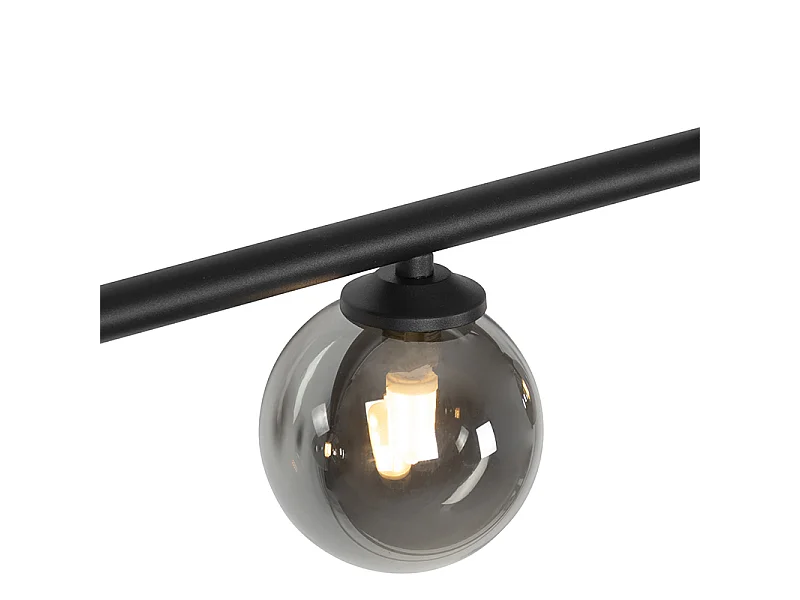 Suspension moderne noire 100 cm 5 lumières avec verre fumé - Athènes