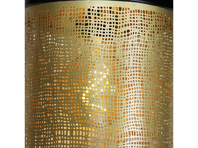 Suspension vintage noire avec abat-jour rond en laiton 3 lumières - Kayleigh